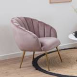 👉 Fauteuil rose goud zitting van polyester roze Bendt 'Karoline' Velvet, kleur Dusty Rose/Gold 5713941131638