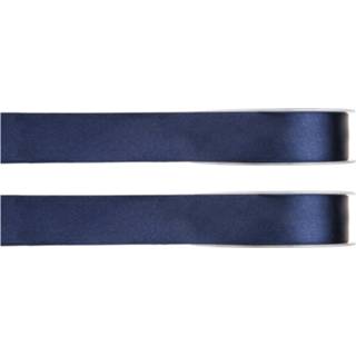 👉 2x Hobby/decoratie navyblauwe satijnen sierlinten 1 cm/10 mm x 25 meter