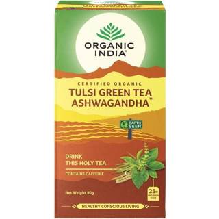 👉 Tulsi donkergroen Organic India green ashwagandha bio thee 25 zakjes 801541514892