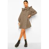 👉 Gesmokte Gingham Jurk Met Ruches En Strik, Brown