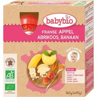 👉 Babybio Appel abrikoos banaan 90 gram 4 stuks