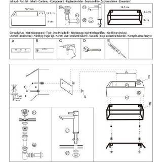 Fonteinset beton Donker rechts jukon rechthoek zwarte grijs Differnz 38.5x18.5x18 cm Met Handdoekrek (inclusief mat kraan sifon en afvoer) 8712793551639