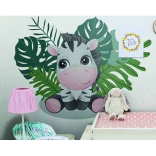 👉 Muursticker nederlands Muurstickers zebra en bladeren