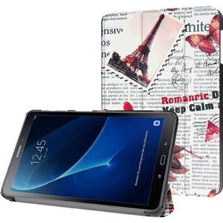 👉 Flip hoesje eiffeltoren stand hoes wit 3-Vouw Samsung Galaxy Tab A 10.1 inch (2016) - 9145425527860