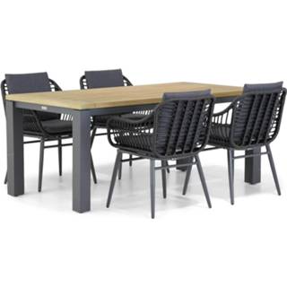 👉 Tuinset off black aluminium dining sets transparant Coco Leonardo/Veneto 180 cm 5-delig 7423626020024