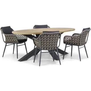 👉 Tuinset Mixed Black-Taupe wicker dining sets taupe-naturel-bruin Lifestyle Dolphin/Brookline 200 cm 5-delig 7423608923930