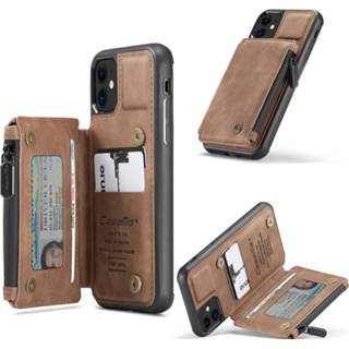 👉 Portemonnee cognac kunstleer backcover hoes bruin Caseme - iPhone 11 9145425527976