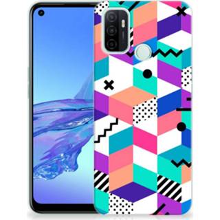 👉 Houten blok OPPO A53s | A53 TPU Hoesje Blokken Kleurrijk 8720215046526