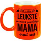 👉 Beker oranje volwassenen Leukste en meest geweldige mama cadeau mok / neon 330 ml - verjaardag Moederdag