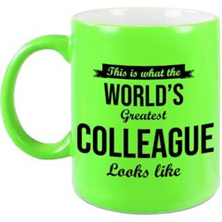 👉 Beker groen volwassenen Worlds Greatest Colleague cadeau mok / neon 330 ml