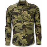 👉 True Rise Biker denim shirt slim fit ribbel camouflage