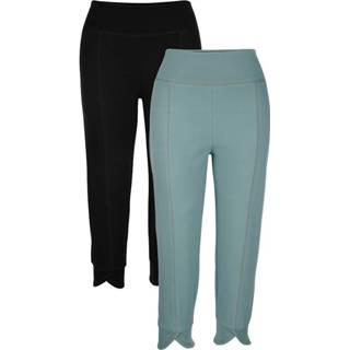 👉 Joggingbroek blauw katoen effen vrouwen brede Blue Moon Turquoise::Zwart 4055705783983