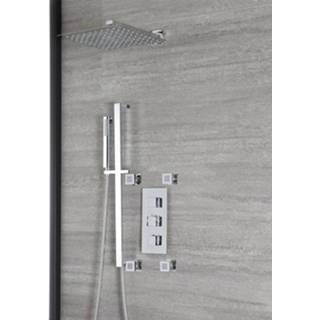 👉 Douchekop ABS chroom thermostaatkraan kubix modern keramische schijf Doucheset Inbouw 3-Weg Thermostatisch met Omstel 30cm Vierkante Glijstanguitrusting Zijdouches | 5051752865619