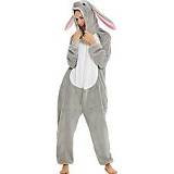 👉 Pyjama mannen vrouwen wit roze paars grijs Tiener Volwassenen Kigurumi pyjamas Konijn Onesie Katoenflanel / White Gray Cosplay Voor Dieren nachtkleding spotprent Festival Feestdagen kostuums