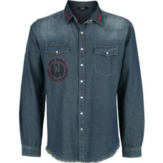 👉 Denim shirt blauwgrijs mannen m Rock Rebel by EMP - Blaues Jeanshemd mit Patches und Waschung 4060587910822