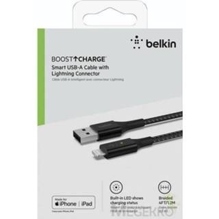👉 Belkin Smart LED kabel zw. 1.2m USB-A / Lightning CAA007bt04BK