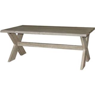 👉 Terras tafel Houten Tuinmeubelen teak vergrijsd Fonteyn | Tuintafel Cross Half Log 200x100cm