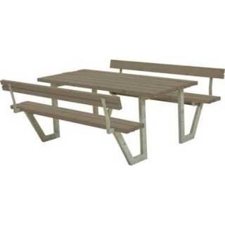 👉 Picknicktafel grijs bruin zwart Stalen Frame Wega 2 Rugleuningen 5703393732699