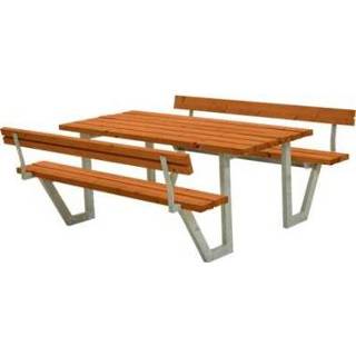 👉 Picknicktafel teak zwart Stalen Frame Wega 2 Rugleuningen 5703393732668