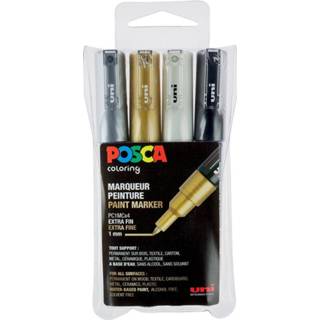 👉 Etui Posca paintmarker PC-1MC, met 4 stuks in geassorteerde metallic kleuren 3296280033303