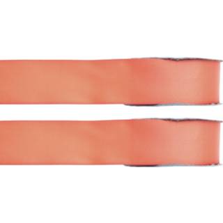 👉 Roze 2x Hobby/decoratie koraal satijnen sierlinten 1,5 cm/15 mm x 25 meter