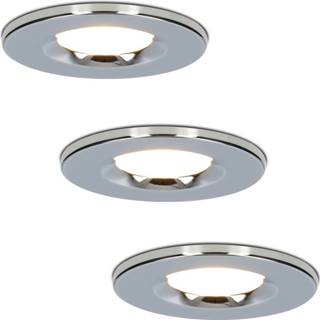 👉 Set van 3 stuks Dimbare LED inbouwspot chroom Venezia 6 Watt 2700K IP65