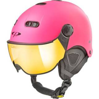 👉 Skihelm roze XS CP Carachillo fluo mat - helm met spiegel vizier (☁/☀) 7640185065512