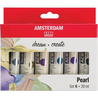 👉 Etui parelmoer Amsterdam acrylverf tube van 20 ml, 6 stuks, 8712079398798