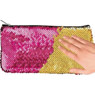 👉 Etui magenta meisjes met keerbare pailletjes fuchsia-goud-