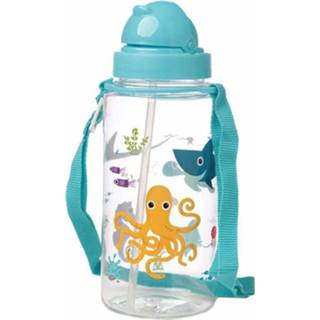 👉 Drinkfles meisjes wit met rietje 450ml - Zeedieren-