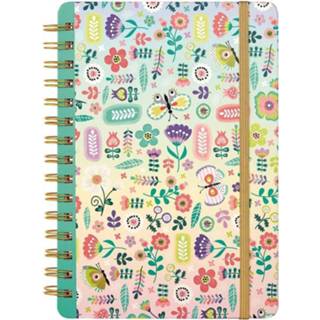 👉 Notitieboek vrouwen wit A5 bloemen en vlinders gelinieerd-