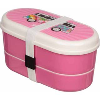 👉 Lunchbox vrouwen roze Japanse lunchbox/Bento box - Volkswagen T1 summer-