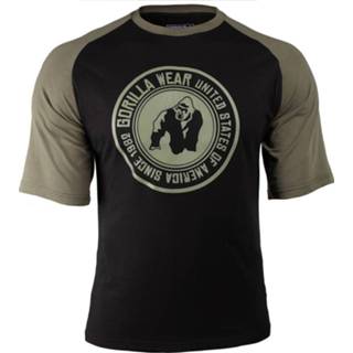 👉 Shirt zwart legergroen katoen 4XL stuks active fitness Gorilla Wear Texas T-shirt - Zwart/Legergroen 8719497591732