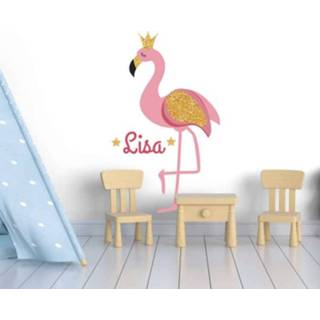 👉 Muursticker nederlands Muurstickers vogels Flamingo met naam