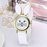 Riem silicone vrouwen kinderen Cute cat fine belt quartz ladies watch eyes beard three-dimensional ear female student kids