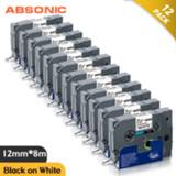 👉 Labeltape Absonic 12PCS tze-231 Laminated tze231 tze 231 12mm Label Tape tz231 compatible for brother p-touch printer PT-E500W PT-E100B
