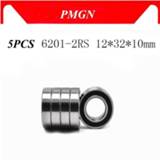 👉 Rubber seal 5PCS High quality ABEC-5 6201 2RS 6201RS 6201-2RS RS 12x32X10 mm double Groove Ball Bearing for bicycle hubs