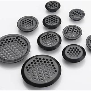 👉 Wardrobe zwart zilver steel 10pcs/lot Cabinet Mesh Hole Black/Silver Air Vent Louver Ventilation Cover Stainless Black color
