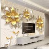 👉 Sofa Custom Any Size Wall Covering Luxury European Jewelry Flower Mural Waterproof Cloth Living Room Background Wallpaper