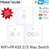 👉 Switch 2020 NEW WiFi RF433 Smart Touch 2/3 Way Life/Tuya App Control,Alexa Google Home Voice Control 1/2/3 Gang EU