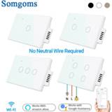 👉 Lichtschakelaar Somgoms Smart Wifi Touch Wall Light Switch, No Neutral Wire, APP Remote Home Drive,works with Alexa Google ,1/2/3/4 Gang