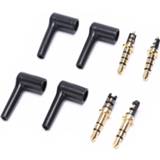 Stereo headset zwart goud 2 Pieces 3.5mm plug jack 3 4 pole 3.5 Gold Plated 90 Degrees Black Audio Plugs Adaptor Connector