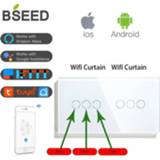 👉 Switch zwart wit Bseed Wifi Touch Curtain Double Smart Roller Shutter Black White Golden Blinds Wireless Crystal Class Life TUYA App