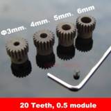 Shaft steel 3mm/4mm/5mm/6mm Aperture Jbckscrew Wrench for Motor Axis Rod Metal 20 Teeth Gear 0.5 Module Modulus Boss Spur