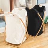 👉 Organizer baby's Nordic Style Foldable Dirty Clothes Storage Basket Wooden Frame Laundry Hamper BabyToy Toiletries Box