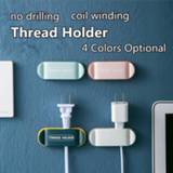 Organizer viscose 4pcs/set Threader Holder Multi-Function Plug Hooks Coil Winding No Drilling Home Wall Paste Wire