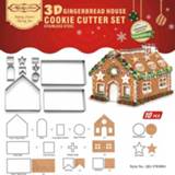 👉 Ornament 10Pcs/set Christmas Gingerbread Fondant House Biscuit Cutter Set KItchen Bakery Cake Decoration Cookie Mould Paper Box