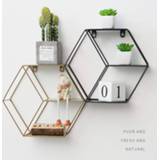 👉 Ornament Nordic Style Metal Decorative Shelf Hexagon storage holder rack Shelves Home wall Decoration Potted