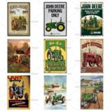 👉 Poster donkergroen Retro Green Tractor Farm Metal Tin Sign Plate Bar Pub Wall Art Decoration Shabby Vintage Plaque Home Decor