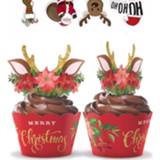 Cupcake wrapper 24pcs Christmas Cake Mold Deer Decor Wrappers Toppers For Party Cup Decoration Baking Kitchen Accessories